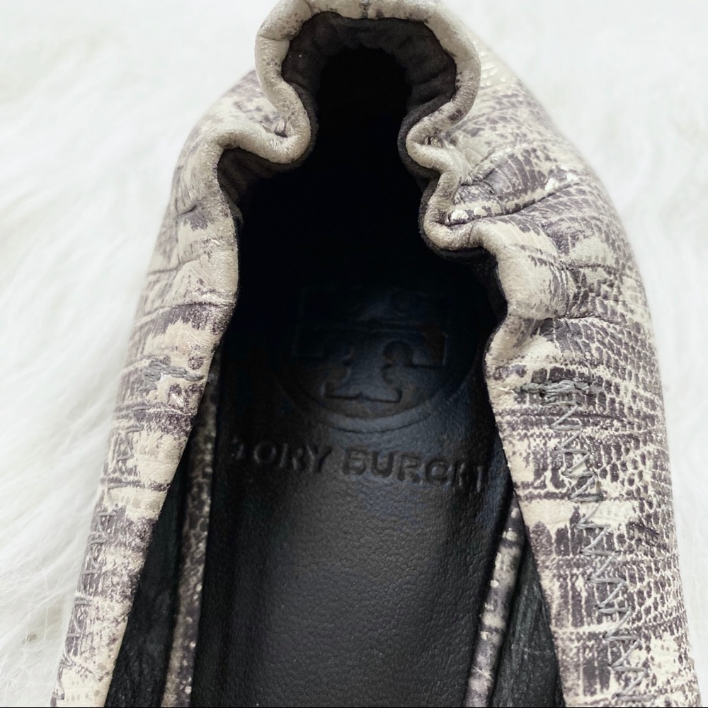 Tory Burch Lizard Embossed Leather Reva Flats - Picture 5 of 7